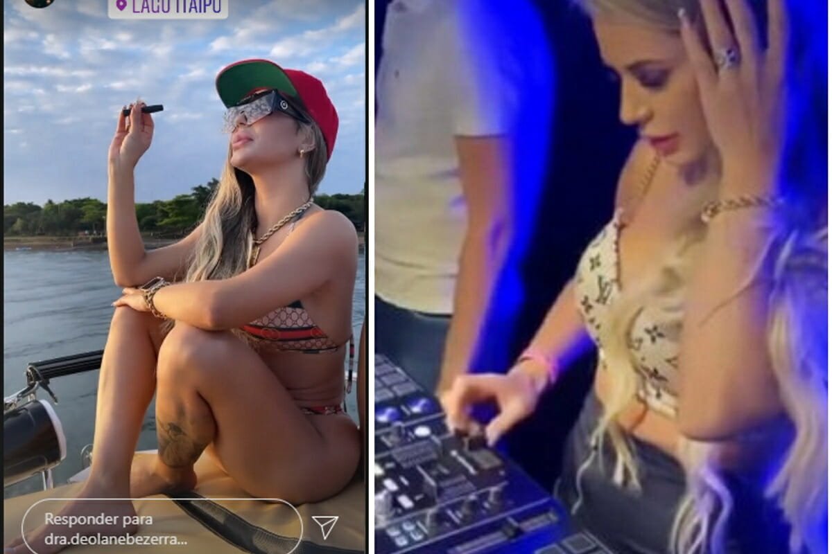 Deolane Bezerra vira DJ e toca música de MC Kevin no Paraguai