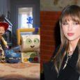 Toy Story 5 e Taylor Swift com logo TS - campanha que alimenta boatos sobre participação