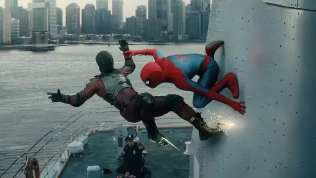 Homem-Aranha em cena do filme Um Novo Dia, mostrando o retorno do personagem pobre dos quadrinhos