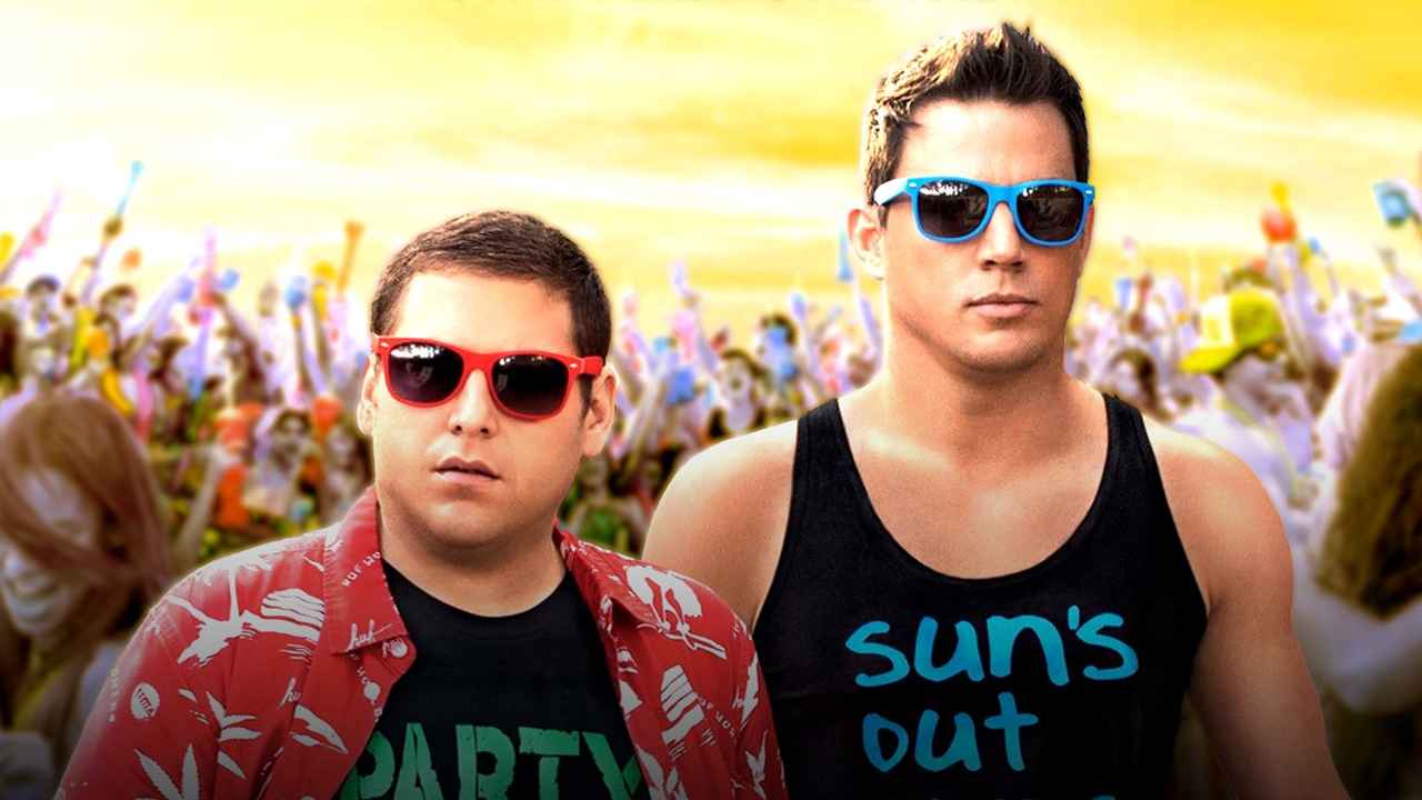 Cartaz do filme 24 Jump Street com informações sobre ausência do 23 Jump Street
