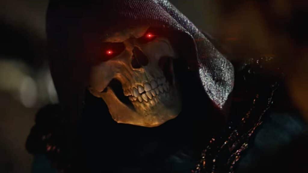 Esqueleto, o vilão de Mestres do Universo, em cena do filme que revela o futuro de He-Man